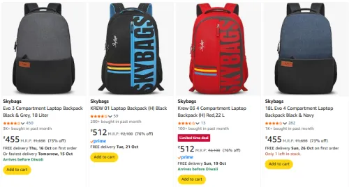 Image of Skybags Laptop Backpack at minimum 63% Discount