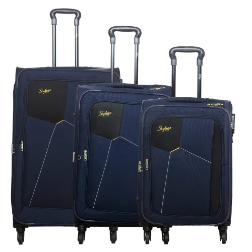 Image of Skybags Rubik Polyester Softsided Luggage Set of 3 Small, Medium & Large, Blue
