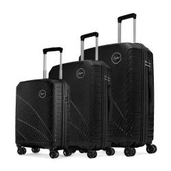 Skybags Streax | Set of 3 (Cabin+Medium+Large) Trolley Bag, 55+66+76 Cm Hardside Luggage | 8 Wheels, Combination Lock | 