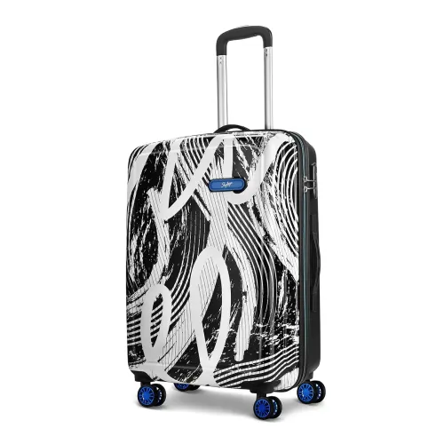 Image of Skybags Stroke Printed Large Size Hard Case Trolley Bag Black-White