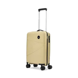 Skybags Swirl Cabin Trolley Bag 56cm | Small Hard Luggage | 8 Wheels Suitcase for Travel | 3-Digit Combination Lock with Anti-Theft Zipper | Polypropylene | 3 Years Warranty - Unisex (Beige)