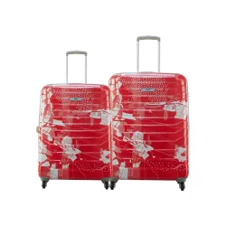 Skybags Trooper 55Cm + 65Cm Polycarbonate Red and White Hardsided 4 Inline_Skate_Wheel Cabin
