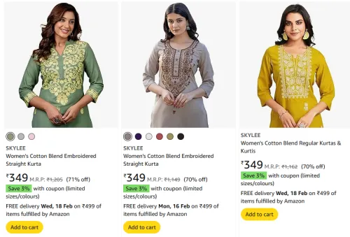 Image of SKYLEE WOMENS KURTAS UPTO 70% OFF