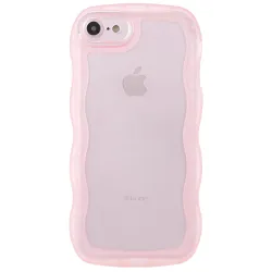 SKYLMW Compatible with iPhone 7/8/SE Case Wavy Frame Cute,Clear/Pink
