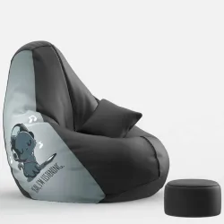 Beannie 5XL Premium, Designer - Slackers Lounge Theme-Yah I am listening - Printed Teardrop Bean Bag  With Bean Filling