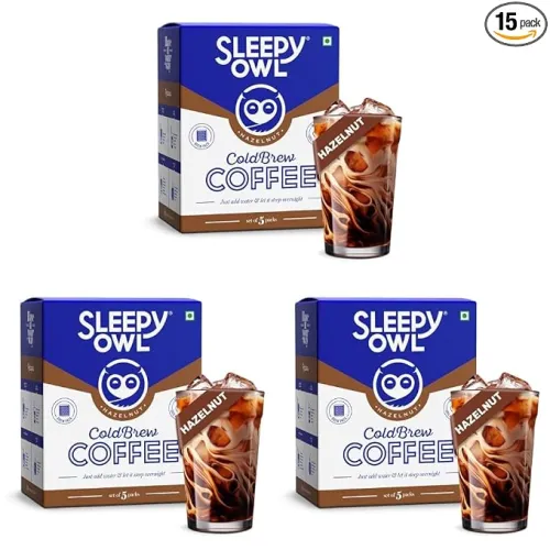 Image of Sleepy Owl Hazelnut Cold Brew Coffee Bags Set of 15 Packs