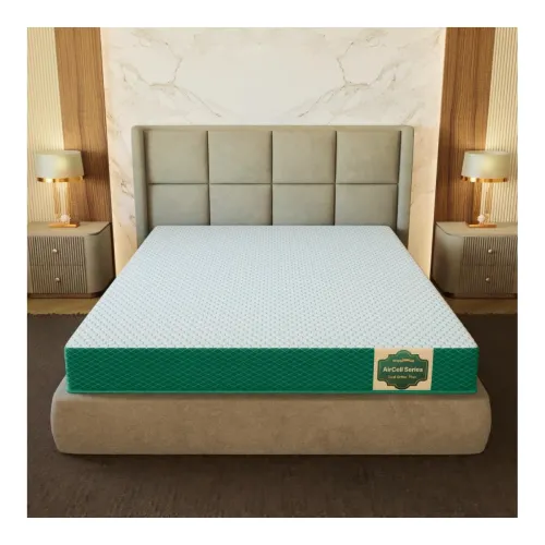 Image of SleepyHug AirCell Ortho Dual Comfort Plus 4 Inch Mattress Single Bed Size White & Teal (LxWxH -72x36x4 Inch)