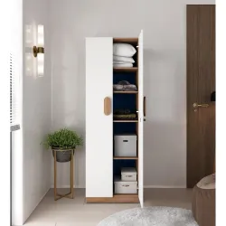 Slino 2 Door Wardrobe | Engineered Wood | Exotic Teak Finish | Bedroom Storage Cabinet with 4 Shelves | Water & Scratch Resistant | 36-Month Warranty
