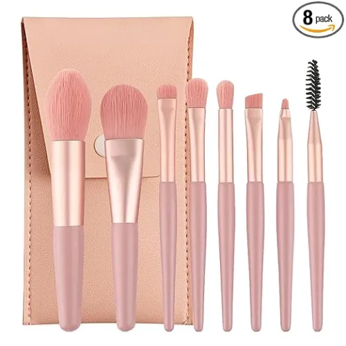 Image of Sloane Brushes with Bag, 8PCS Professional Makeup Brush Set, Travel Size Cosmetic Brushes Kit for Face Foundation 