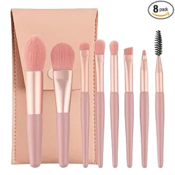 Sloane Brushes with Bag, 8PCS Professional Makeup Brush Set, Travel Size Cosmetic Brushes Kit for Face Foundation 