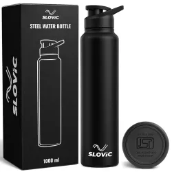SLOVIC Steel Water Bottle with Sipper Cap 1 Ltr