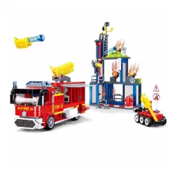 Sluban Fire Fighting Training Center Building Blocks Kit for Kids - Creative Construction Set with 585 Pieces, BIS Certified Building Kit and Gifts for 6+ Year Old Boy or Girl