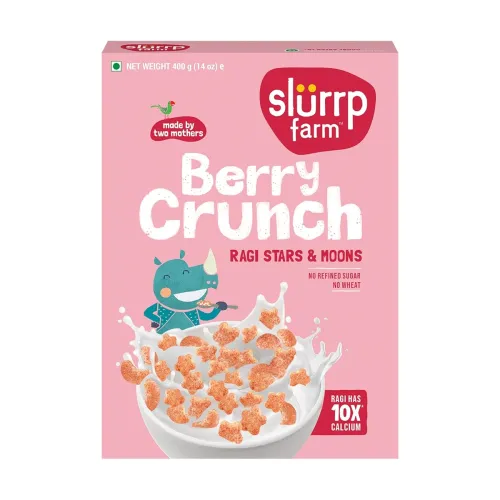 Image of Slurrp Farm Berry Crunch Strawberry Cereal – Ragi Stars, 400g