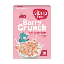 Slurrp Farm Berry Crunch Strawberry Cereal – Ragi Stars, 400g