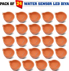 SLYKA E-Diyas water sensor tan color real e-diya for Diwali decoration Plastic (Pack of 24) Table Diya Set (Height: 2 inch)