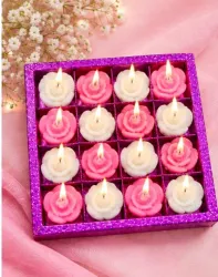 Small Flower Shaped Tealight Candles Set of 16