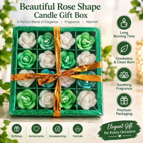 Image of Small Flower Shaped Tealight Candles Set of 16