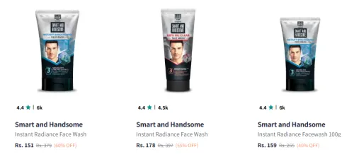 Image of Smart and Handsome Face Wash Minimum 60% Discount