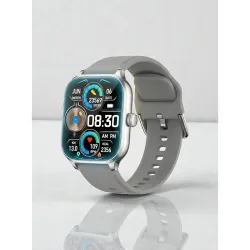 Smart Watch for Men, Women, Boys, Girls, Kids – Full Touch Screen Display, Bluetooth Calling, Rotating Crown, Workout Modes, Wireless Charging Smart Watch (Gray)