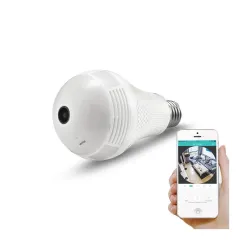 SmartCam CCTV 2MP IP Camera VR 1080P LED FishEye 360 Degree Home Phone Hidden Light Bulb IR Night Wireless WiFi Panoramic Camera