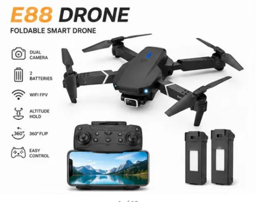 Image of SMARTFASHION E88 Foldable Drone with Dual Camera, 2 Batteries Drone