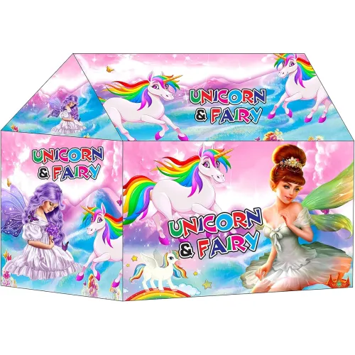 Image of SMART PICKS Unicorn Themed Tent House With Led Lights, Indoor-Outdoor Set For Kids (95 * 72 * 102 Cm) (Unicorn Tent Hous