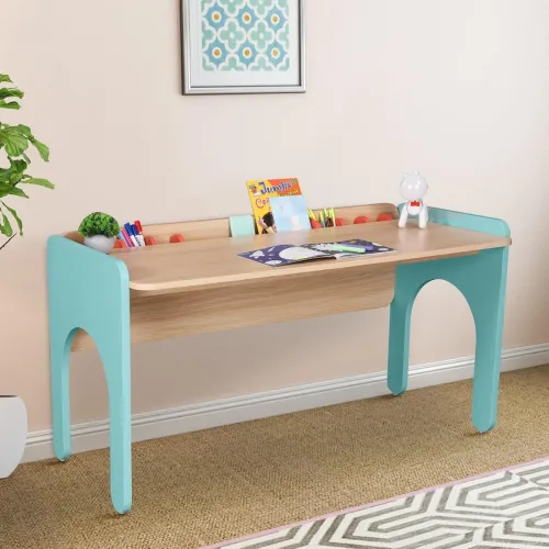 Image of Smartsters Multi-Utility Study Table with Storage, Engineered Wood, 59x48x23 Inches, Cubby