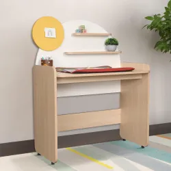 Smartsters Study Table with Pin-Up Board & Storage for Kids (4-10 Years), Engineered Wood, White, 47x45x25 Inches, Sunshine Desk with Shelves. Chair Not Included.