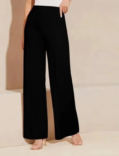 Image of Smartvision  Women Regular Fit Black Viscose Rayon Trousers