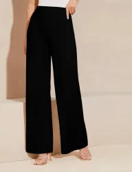 Smartvision  Women Regular Fit Black Viscose Rayon Trousers