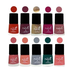 SMC Fabia ALL IN ONE (PACK OF 10), Long Lasting Glossy Nail Polish, 6 ml Each