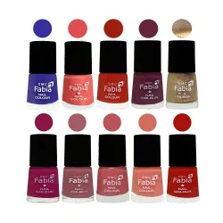 SMC Fabia ALL IN ONE (PACK OF 10), Long Lasting Glossy Nail Polish, 6 ml Each