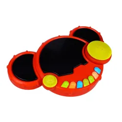 Smiley Drum Musical Toy for Kids with 3 Drum Pads, Cymbal & Flashing 3D Lights - Interactive Educational Drum Set with 2-Step Volume Control & Musical Tones - Battery Operated Toy for Kids