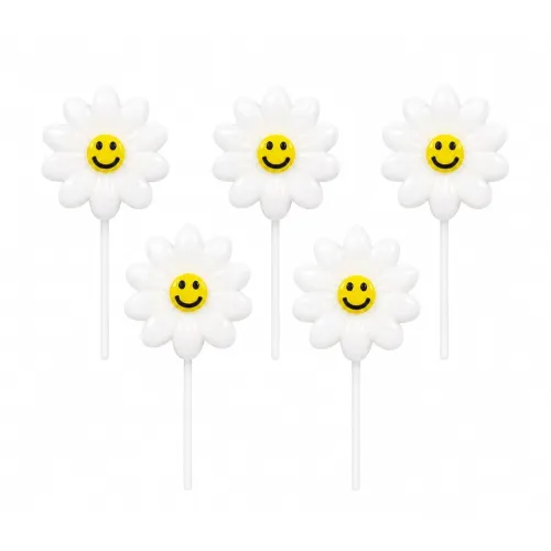 Image of Smiley Flower Birthday Candles for Cake Decoration Pack of 5