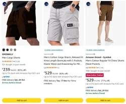 SMOWKLY Men Cargo Shorts at up to 95% Discount