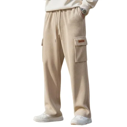 Image of SMOWKLY Men's Corduroy Pants Casual Trouser Regular Fit 