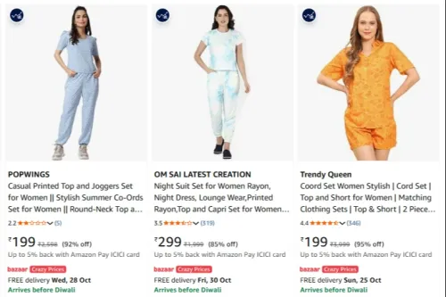 Image of SMOWKLY Women Korean Shorts Pajama Set |Summer Night Top & Shorts Dress |Cotton