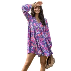 SMOWKLY Women’s Floral Printed A-Line Mini Dress