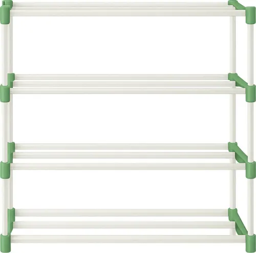 Image of sneakpro Plastic Shoe Stand (GREEN, 4 Shelves, DIY(Do-It-Yourself))
