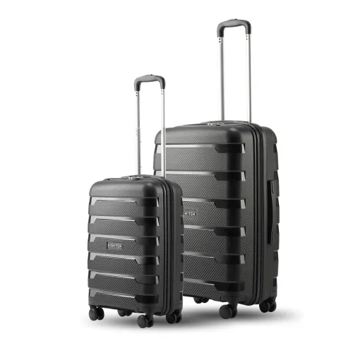 Image of SNITCH Layer 2Pc Set Black Polypropylene Hard Travel Suitcase