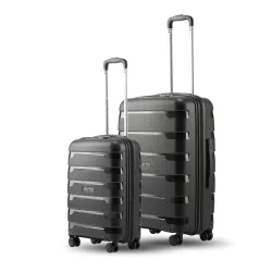 SNITCH Layer 2Pc Set Black Polypropylene Hard Travel Suitcase