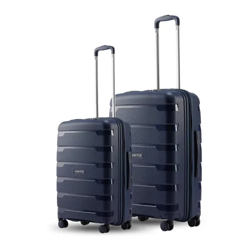 Image of SNITCH Layer 2Pc Set (Cabin + Medium) Blue Polypropylene Hard Travel Suitcase