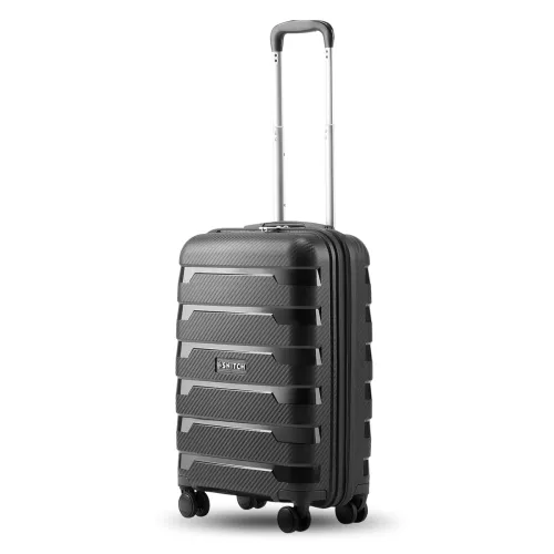 Image of SNITCH Layer Cabin Size Black Polypropylene Hard Travel Suitcase