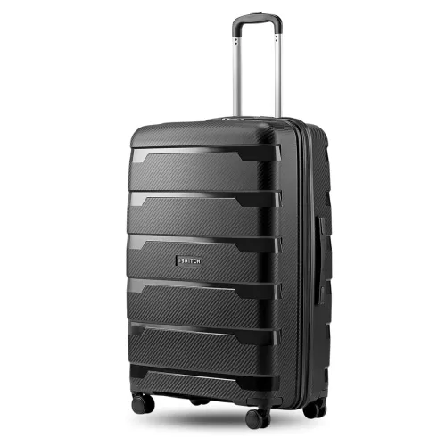 Image of SNITCH Layer Large Size Black Polypropylene Hard Travel Suitcase with 8 Wheel