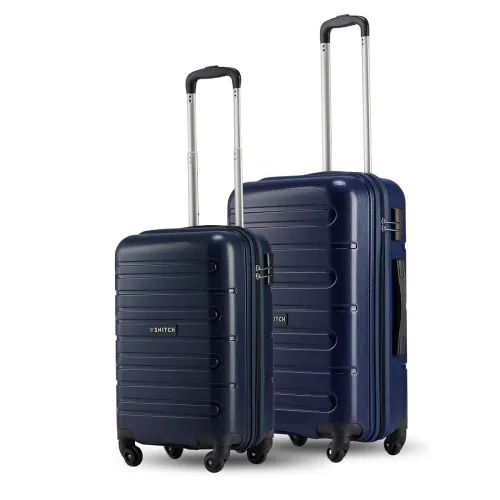 Image of SNITCH Loop 2Pc Set Blue Polypropylene Hard Travel Suitcase - Trolley Bag Set of 2 & Luggage with 4 Wheels