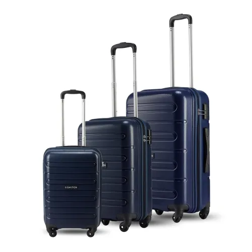 Image of SNITCH Loop 3Pc Set Blue Polypropylene Hard Travel Suitcase