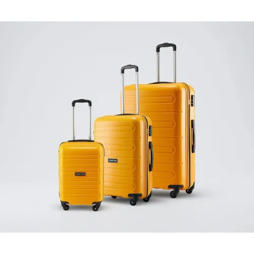 Image of SNITCH Loop 3Pc Set Yellow Polypropylene Hard Travel Suitcase - Suitcase for Travel Set of 3 & Luggage with 4 Wheels,