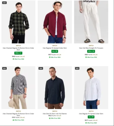 Image of Snitch Men's Cloths at minimum 75% Discount