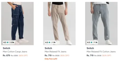 Image of Snitch Men's Cotton Jeans Upto 80% OFF