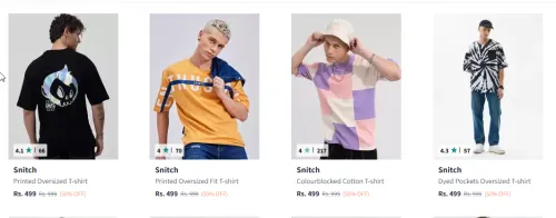 Image of Snitch Men’s Oversized T-Shirt Starting @ ₹499